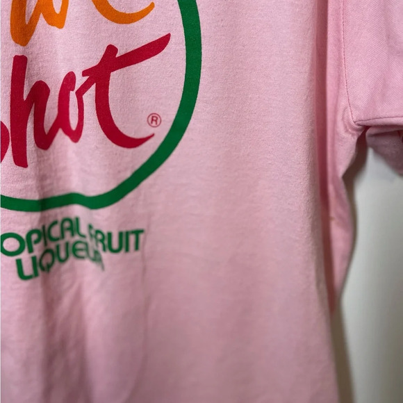 Vintage Hot Shot Tropical Fruit Liquer Pink T Shirt 1990s Unisex - Picture 5 of 8